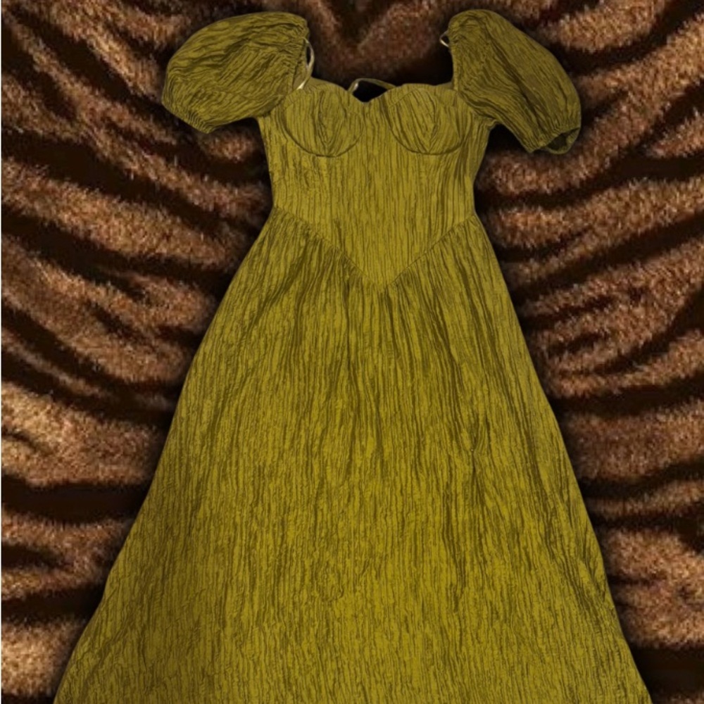 Corset Back Olive Green Maxi Dress